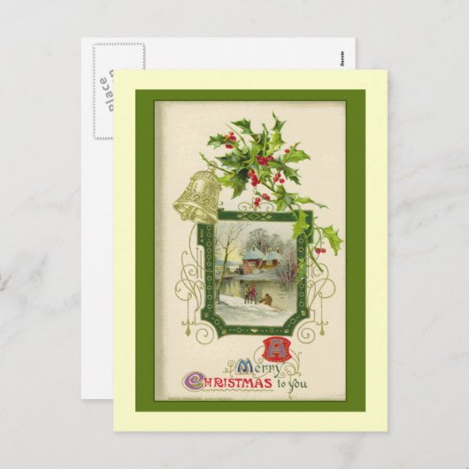 Mooie  Victoriaans kerst Kaart (Voorkant / Achterkant)