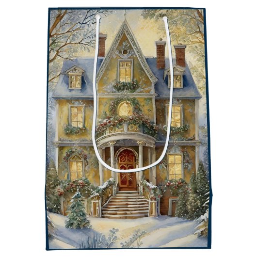 Mooie Victoriaans kerst Medium Cadeauzakje (Achterkant)