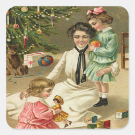 Mooie  Victoriaans kerstmis klein Vierkante Sticker