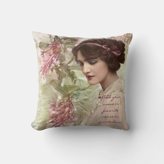 Mooie  Victoriaans Lady Actress-portret Kussen (Voorkant)