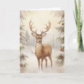 Mooie Victoriaans stijl rendier sneeuwwinter Kaart (Voorkant)
