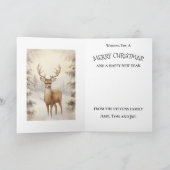 Mooie Victoriaans stijl rendier sneeuwwinter Kaart (Binnen)
