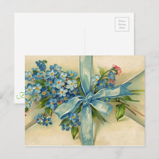 Mooie  Victoriaans vergeet-me-niet Briefkaart (Voorkant / Achterkant)