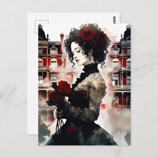 Mooie Victoriaans vrouw Briefkaart (Voorkant / Achterkant)