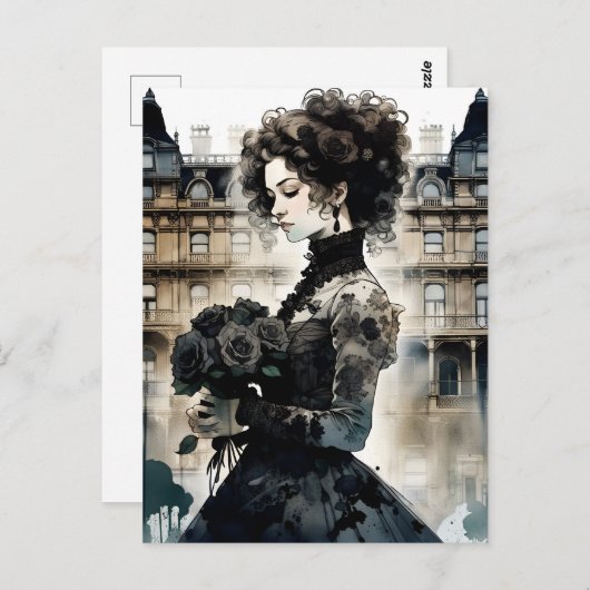 Mooie Victoriaans vrouw Briefkaart (Voorkant / Achterkant)