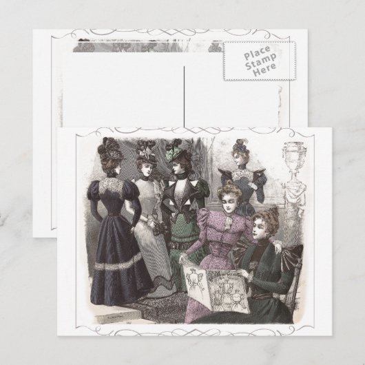 Mooie Victoriaans vrouwen in lange  jurken Briefkaart (Voorkant / Achterkant)
