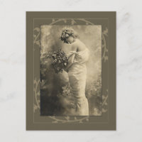 Mooie victoriaanse dame met gesneden bloemen