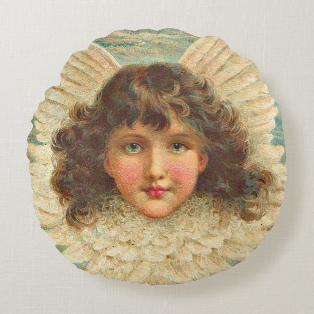 mooie Victoriaanse engel print Rond Kussen (Voorkant)