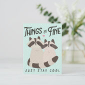 Mooie videokaart, alles is goed, accoons briefkaart (Staand voorkant)