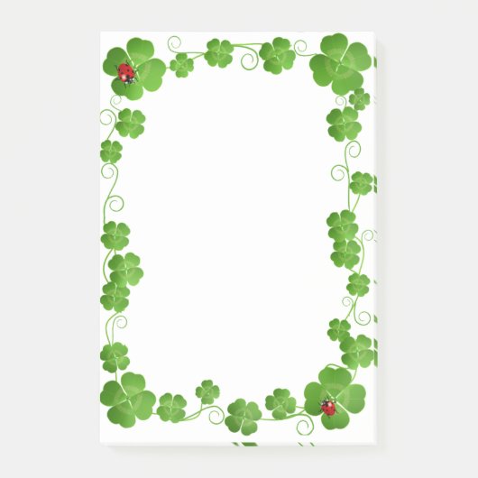 Mooie vierbladige klavers en lieveheersbeestjes post-it® notes (Voorkant)