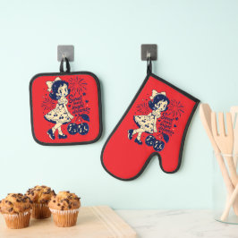 Mooie Vierde Juli Onafhankelijkheidsdag Ovenwant & Pannenlap Set