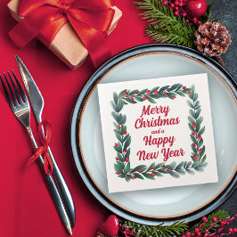 Mooie vierkante krans Vrolijk kerstfeest Servet