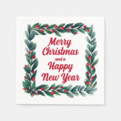 Mooie vierkante krans Vrolijk kerstfeest Servet (Voorkant)