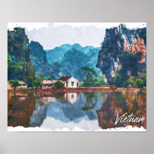 Mooie Vietnam Azië landschap reizen Poster