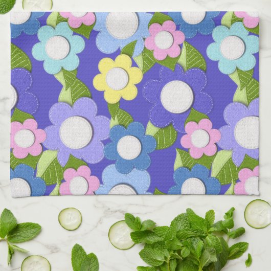 Mooie vilt bloemen met een schilfering theedoek (Gevouwen)