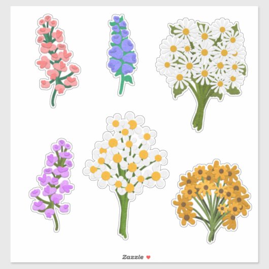 Mooie Vilt Look Bloem Boeketten Daisies Sticker (Vel)