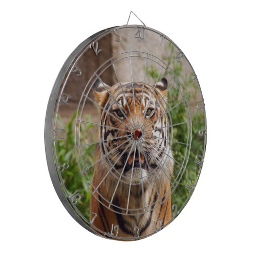 Mooie vingerafdruk van tijgergezicht dartbord (Voorkant Links)