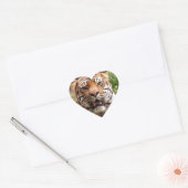 Mooie vingerafdruk van tijgergezicht hart sticker (Envelop)