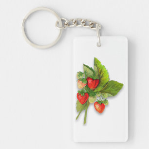 Mooie Vintage Aardbeien, Bericht op Rug Sleutelhanger