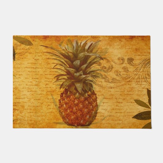 Mooie Vintage Ananas Franse Calligrafie Deurmat (Voorkant)