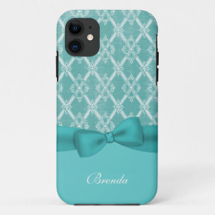 Mooie vintage aqua en witte lattice iPhone 5 hoes