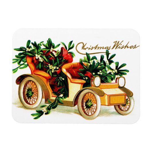 Mooie Vintage Auto Kerst Groeten Magneet (Horizontaal)