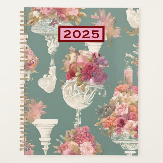 Mooie Vintage Blauwe Boeket Planner (Voorkant)