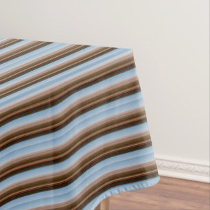 Mooie vintage blauwe bruine strepen tafelkleed