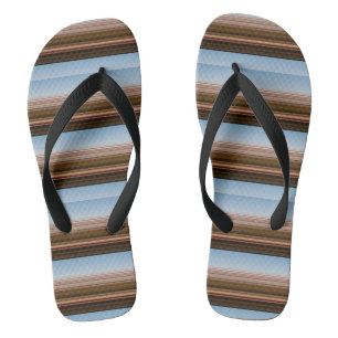 Mooie vintage blauwe bruine strepen teenslippers