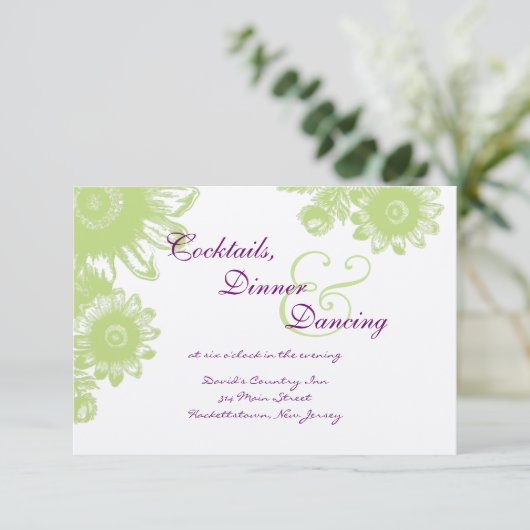 Mooie Vintage Bloem Bruiloft RSVP Kaart (Staand voorkant)