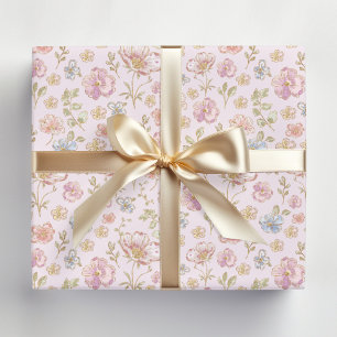 Mooie Vintage Bloemen Bloemmotief Cadeaupapier