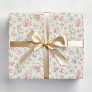 Mooie Vintage Bloemen Bloemmotief Cadeaupapier