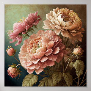 Mooie vintage bloemen poster