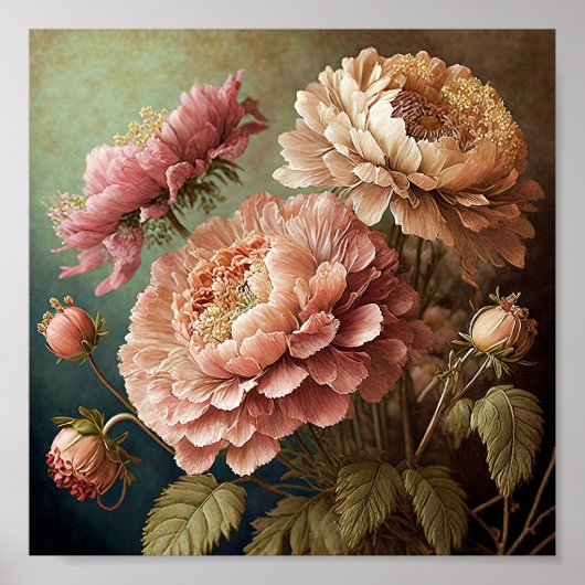 Mooie vintage bloemen poster (Voorkant)