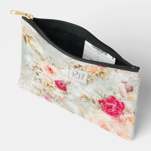 Mooie vintage bloemrijke monogram etui (Open)