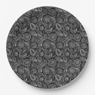 Mooie vintage bloemrijke paisley motief papieren bordje