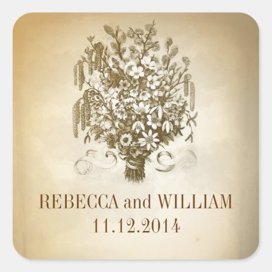 Mooie vintage bruiloft stickers (Voorkant)