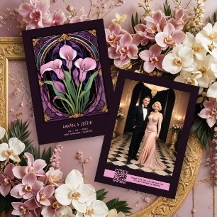 Mooie Vintage Callas Mauve Glas-in-lood Foto Save The Date