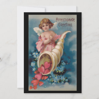 Mooie vintage cherubijn die harten uit een hoorn d feestdagenkaart
