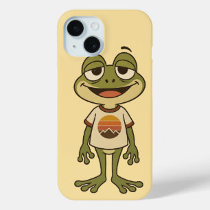Mooie vintage chill kikker zonsondergang grafische iPhone 15 case