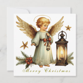 Mooie Vintage Christmas Angel Flat Kaart