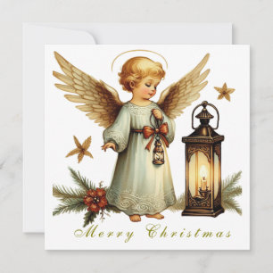 Mooie Vintage Christmas Angel Flat Kaart