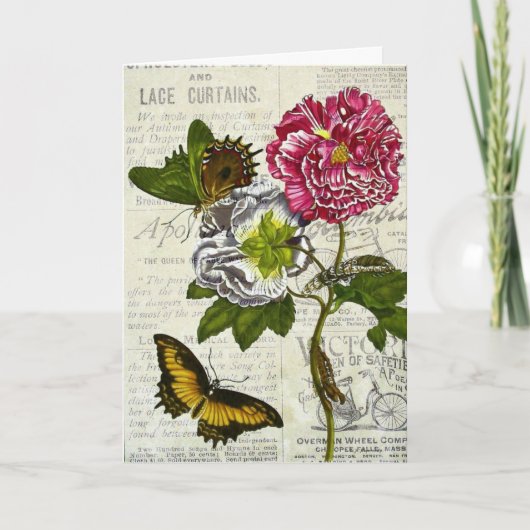 Mooie Vintage Collage Kaart (Voorkant)
