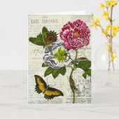 Mooie Vintage Collage Kaart (Gele Bloem)
