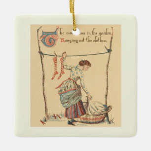 Mooie Vintage Dame Keramisch Ornament