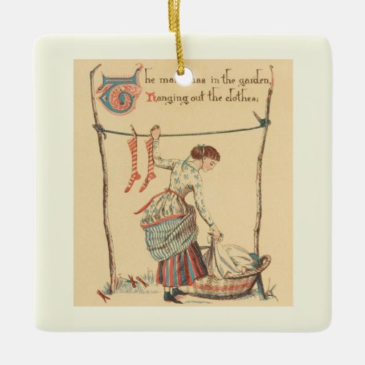Mooie Vintage Dame Keramisch Ornament (Voorkant)