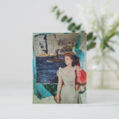 Mooie Vintage Dame Langs de Rivier Briefkaart (Staand voorkant)