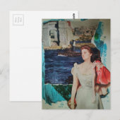 Mooie Vintage Dame Langs de Rivier Briefkaart (Voorkant / Achterkant)