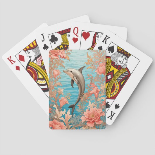 Mooie Vintage Dolfijn Pokerkaarten (Achterkant)