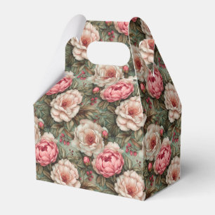 Mooie Vintage Elegante Witte en Roze Bloemen Bedankdoosjes